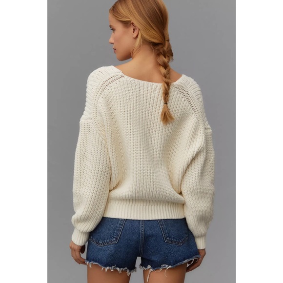 Anthropologie Maeve | V-Neck Sculptured Pullover Sweater ~ XLP - Picture 6 of 12